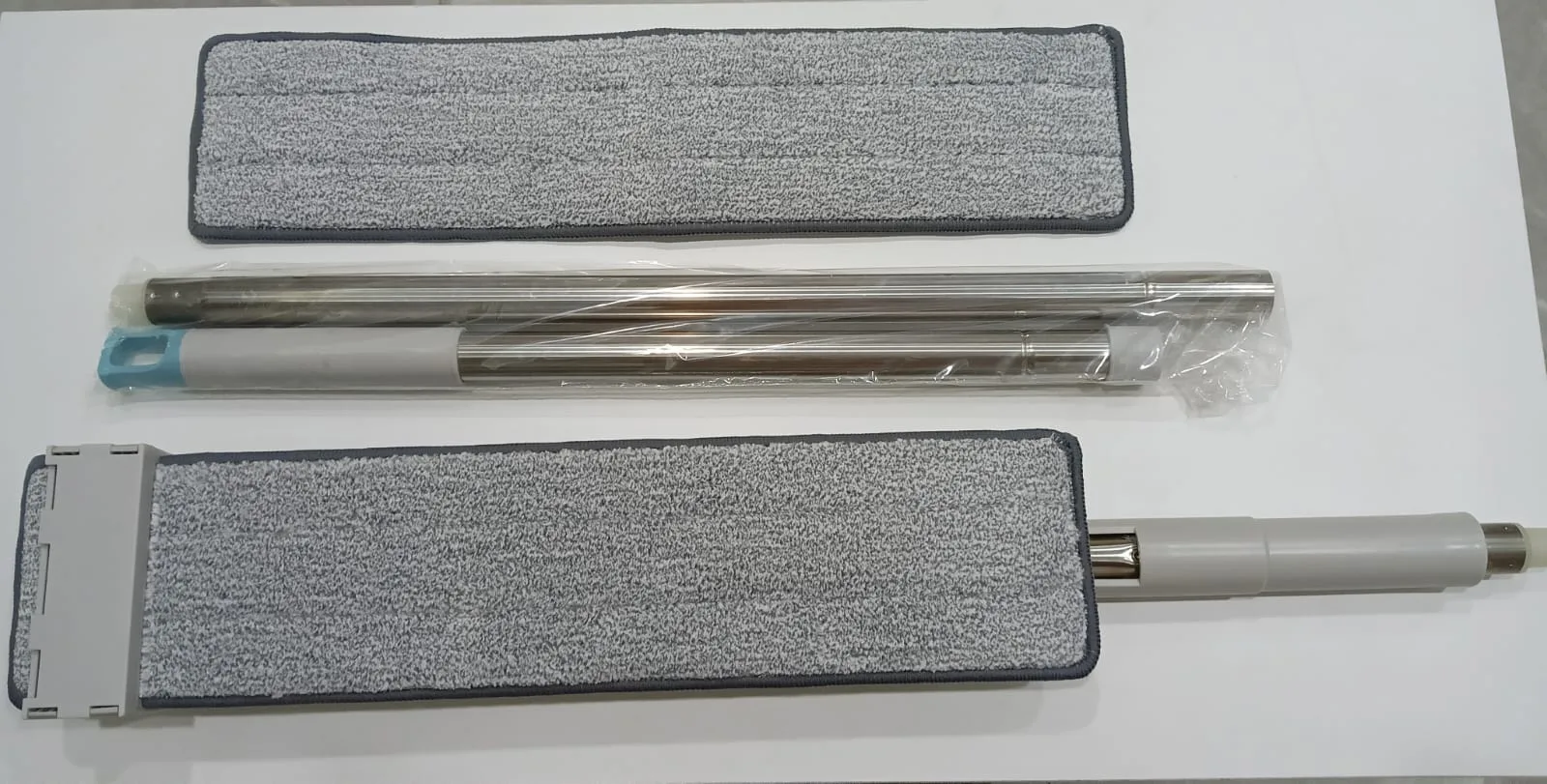 Alat pel flat mop premium bulu halus stainless-48 cm