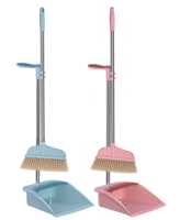 Set alat kebersihan 2 in 1 sapu dan pengki bulu halus - blue and pink series